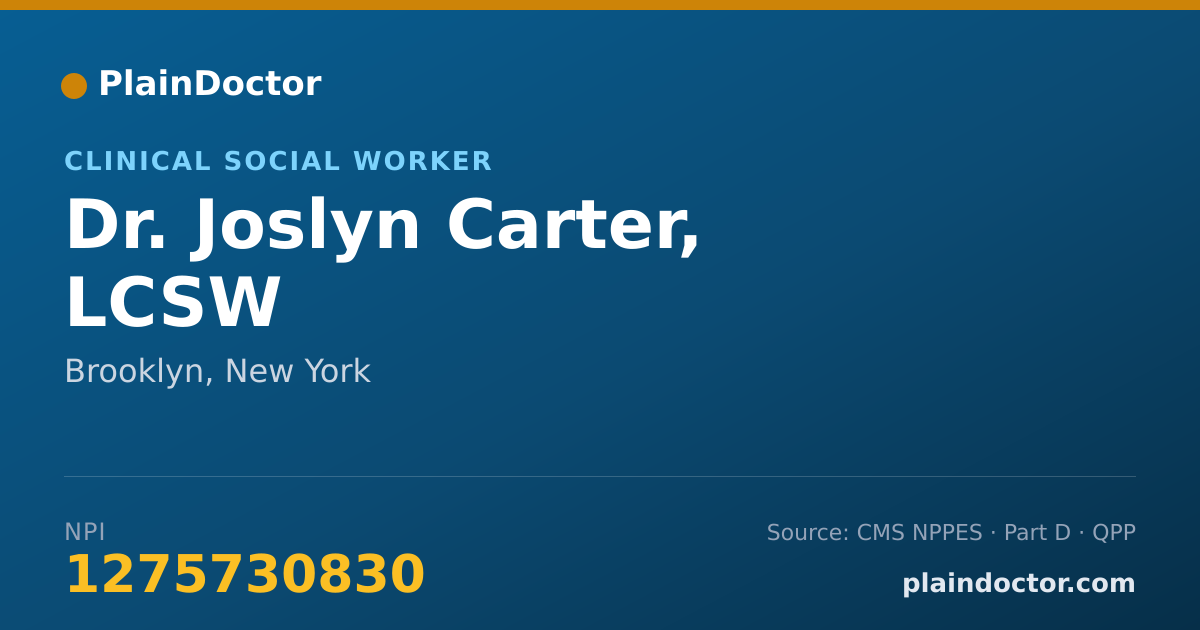 Shareable card for Joslyn Carter, LCSW - Clinical Social Worker, Brooklyn, NY
