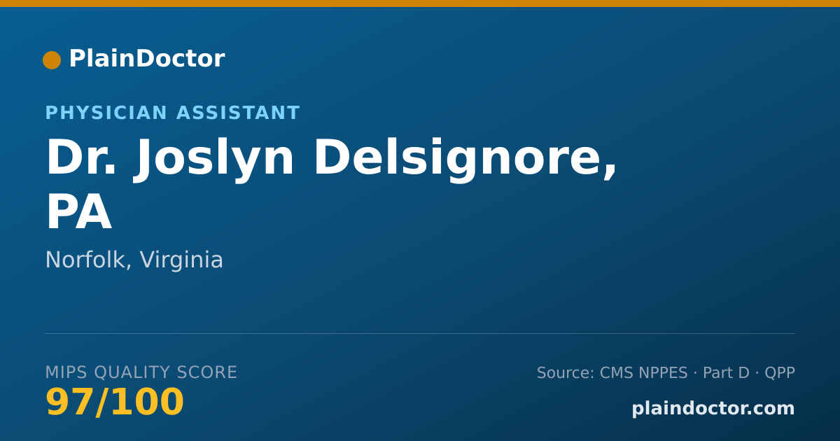 Shareable card for Joslyn Delsignore, PA - Physician Assistant, Norfolk, VA