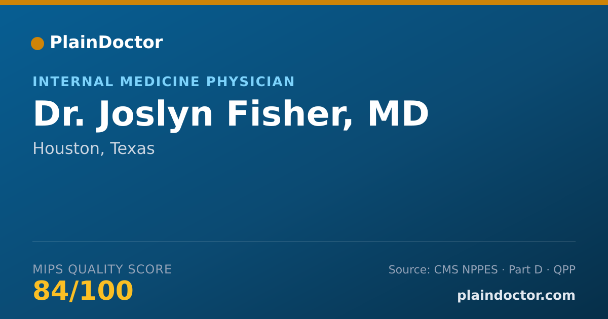 Shareable card for Joslyn Fisher, MD - Internal Medicine Physician, Houston, TX