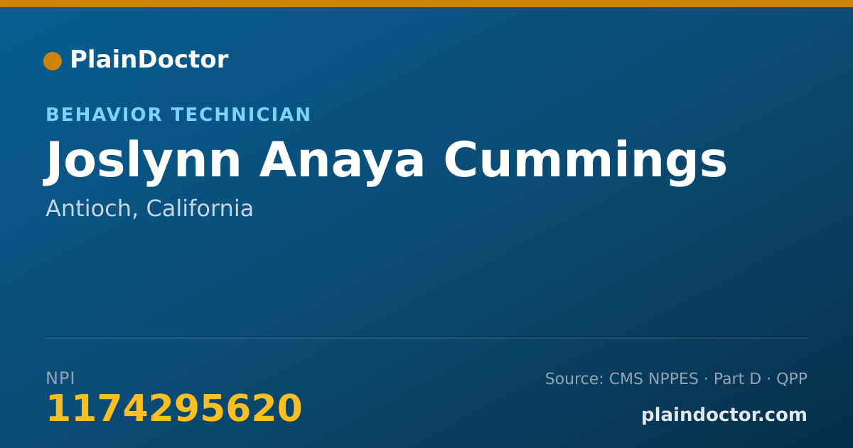 Shareable card for Joslynn Anaya Cummings - Behavior Technician, Antioch, CA