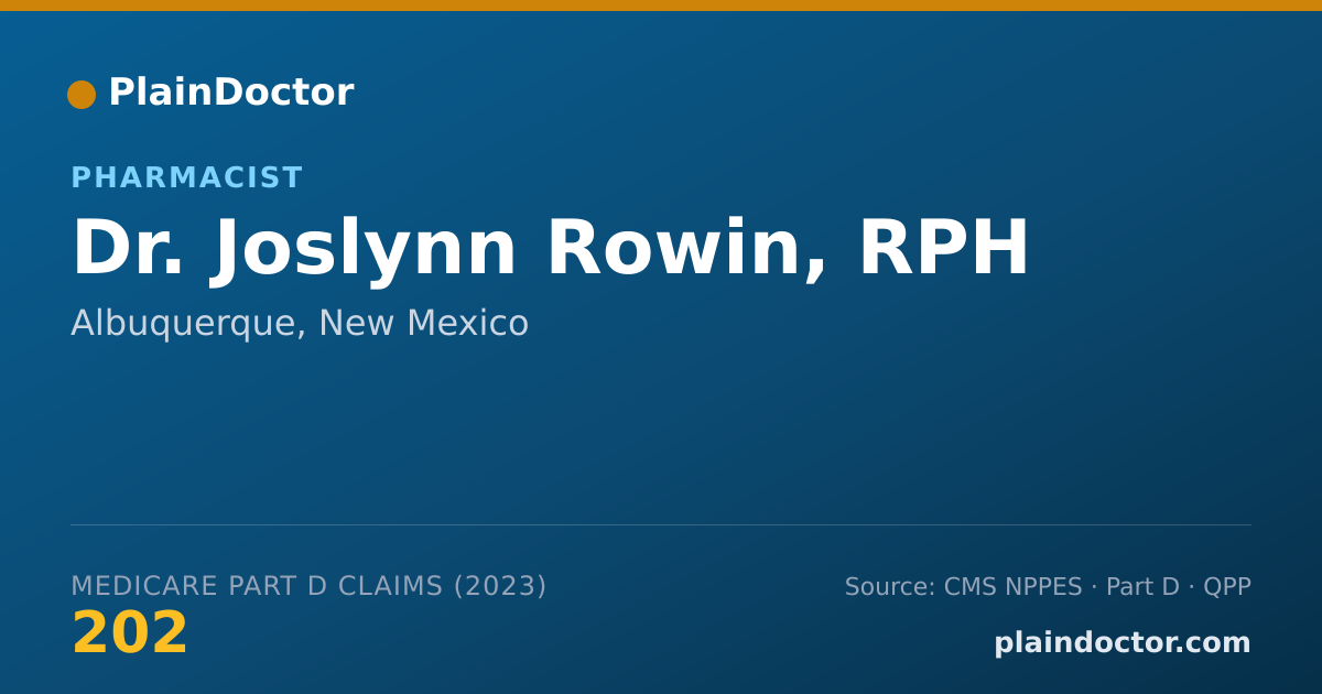 Shareable card for Joslynn Rowin, RPH - Pharmacist, Albuquerque, NM