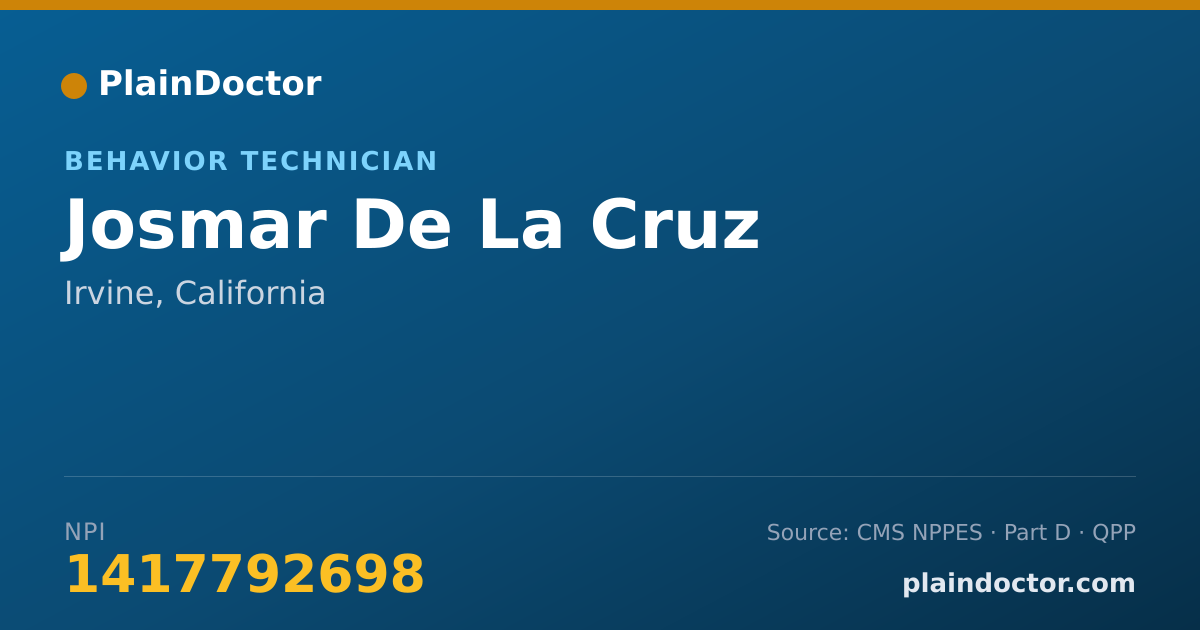 Shareable card for Josmar De La Cruz - Behavior Technician, Irvine, CA