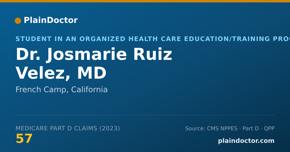 Shareable card for Josmarie Ruiz Velez, MD - Student in an Organized Health Care Education/Training Program, French Camp, CA