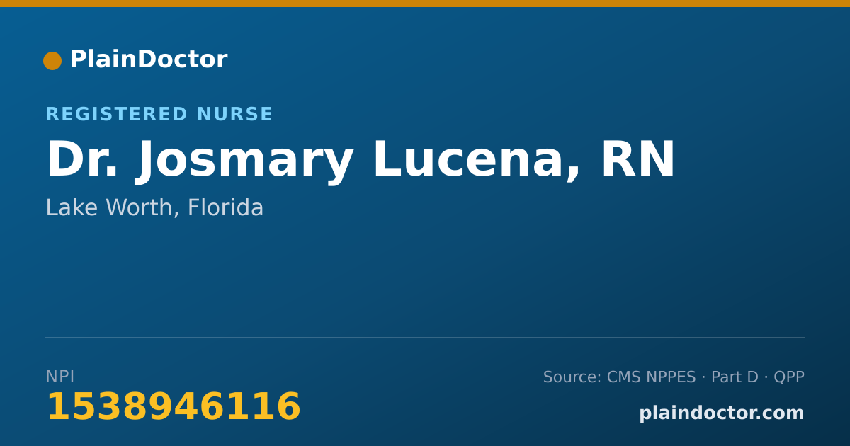 Shareable card for Josmary Lucena, RN - Registered Nurse, Lake Worth, FL
