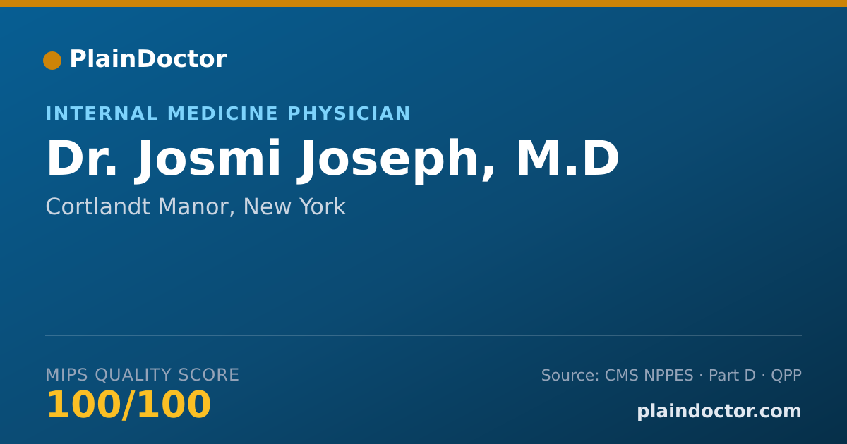 Shareable card for Josmi Joseph, M.D - Internal Medicine Physician, Cortlandt Manor, NY