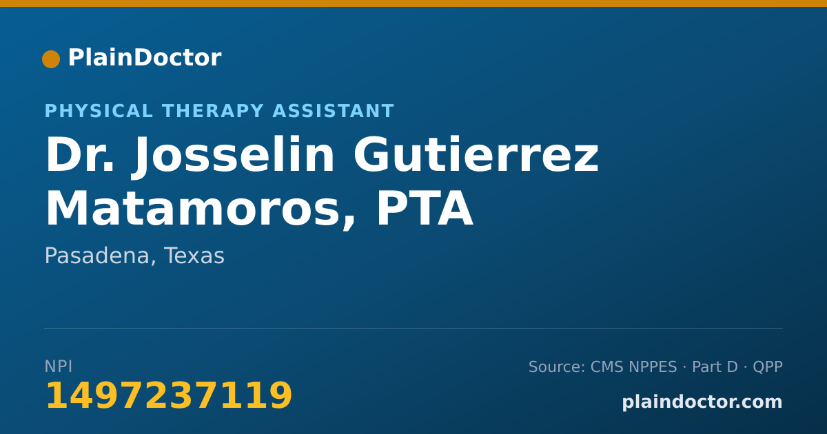 Shareable card for Josselin Gutierrez Matamoros, PTA - Physical Therapy Assistant, Pasadena, TX