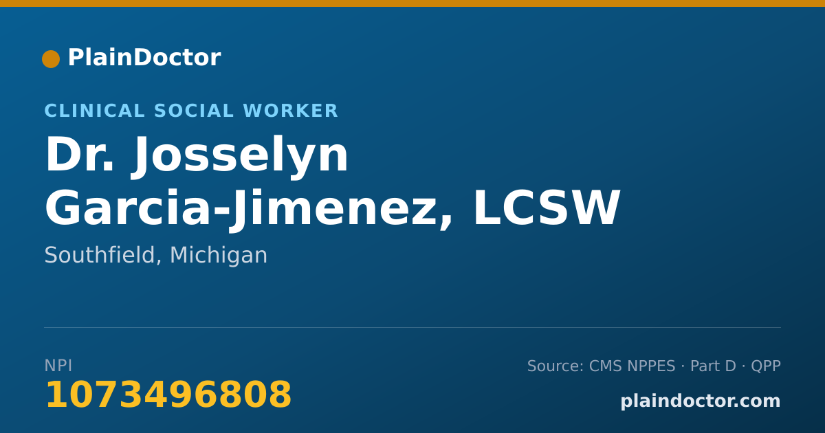 Shareable card for Josselyn Garcia-Jimenez, LCSW - Clinical Social Worker, Southfield, MI