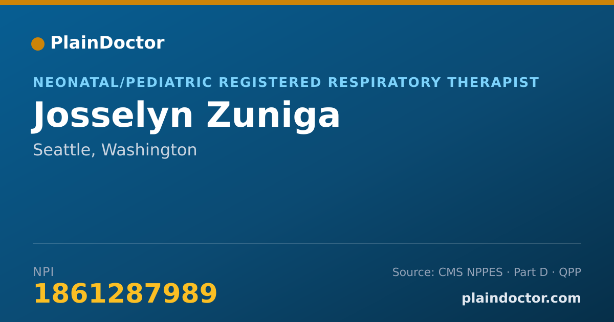 Shareable card for Josselyn Zuniga - Neonatal/Pediatric Registered Respiratory Therapist, Seattle, WA