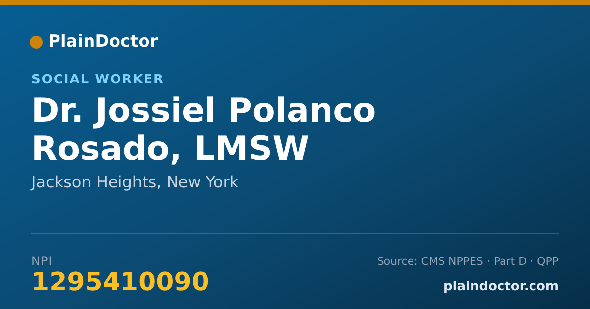 Shareable card for Jossiel Polanco Rosado, LMSW - Social Worker, Jackson Heights, NY