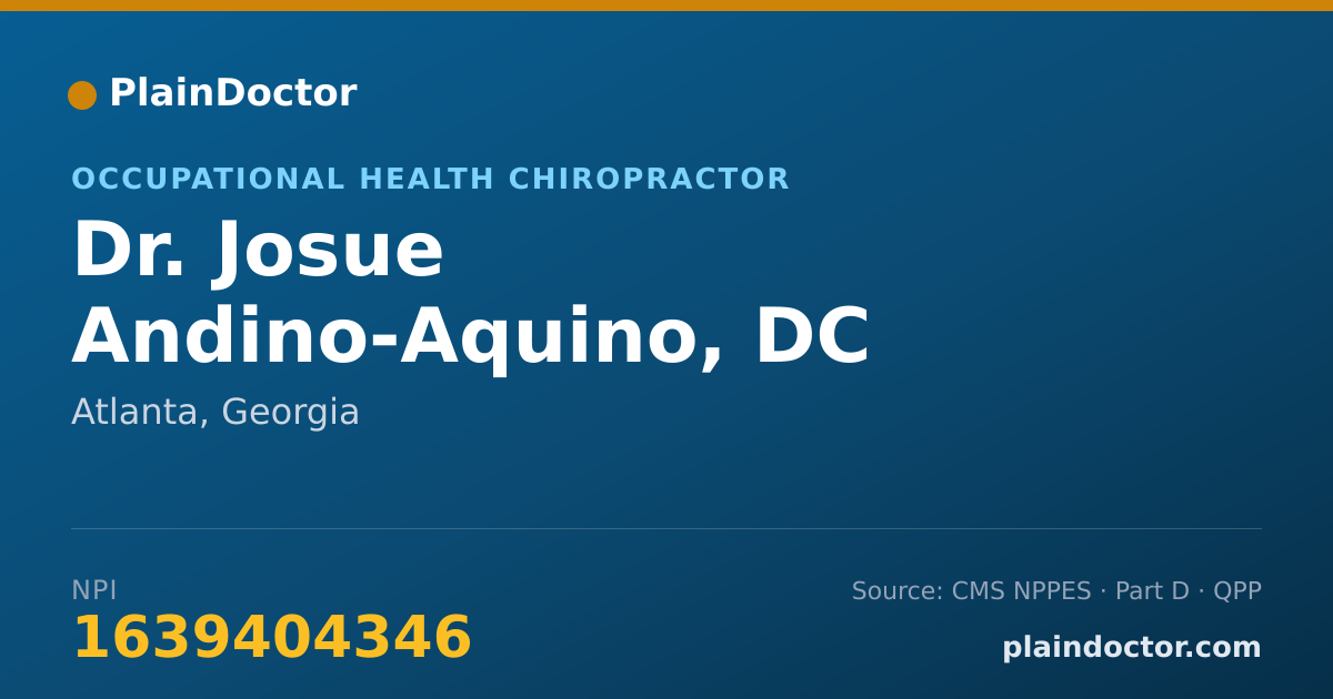 Shareable card for Josue Andino-Aquino, DC - Occupational Health Chiropractor, Atlanta, GA