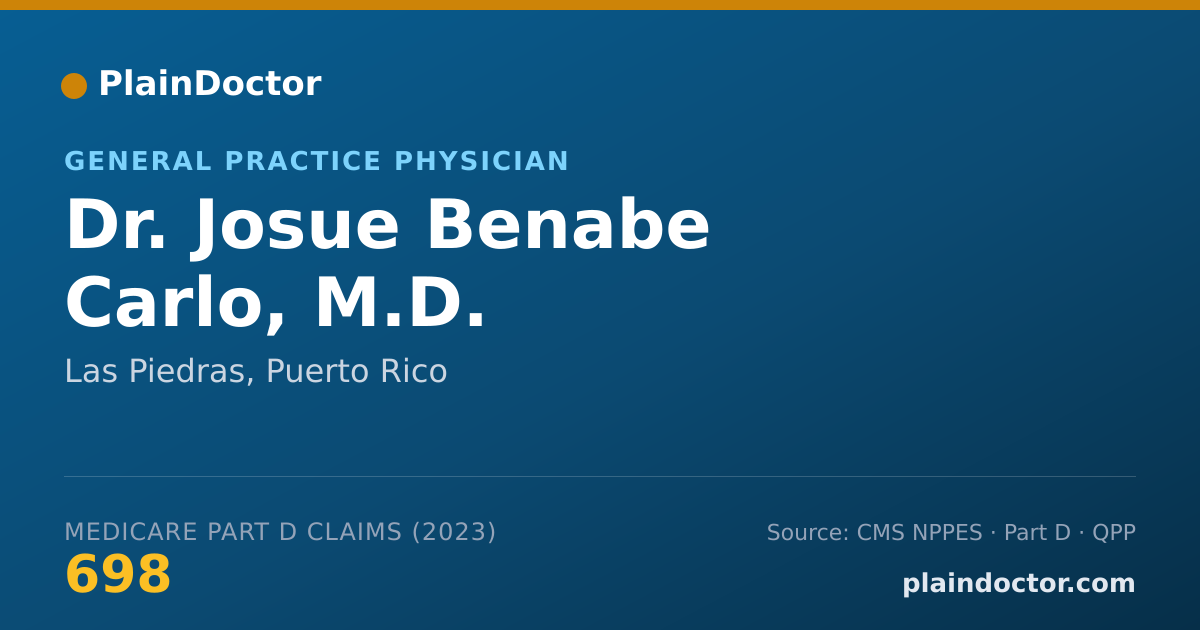 Shareable card for Josue Benabe Carlo, M.D. - General Practice Physician, Las Piedras, PR