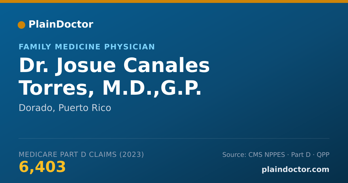 Shareable card for Josue Canales Torres, M.D.,G.P. - Family Medicine Physician, Dorado, PR