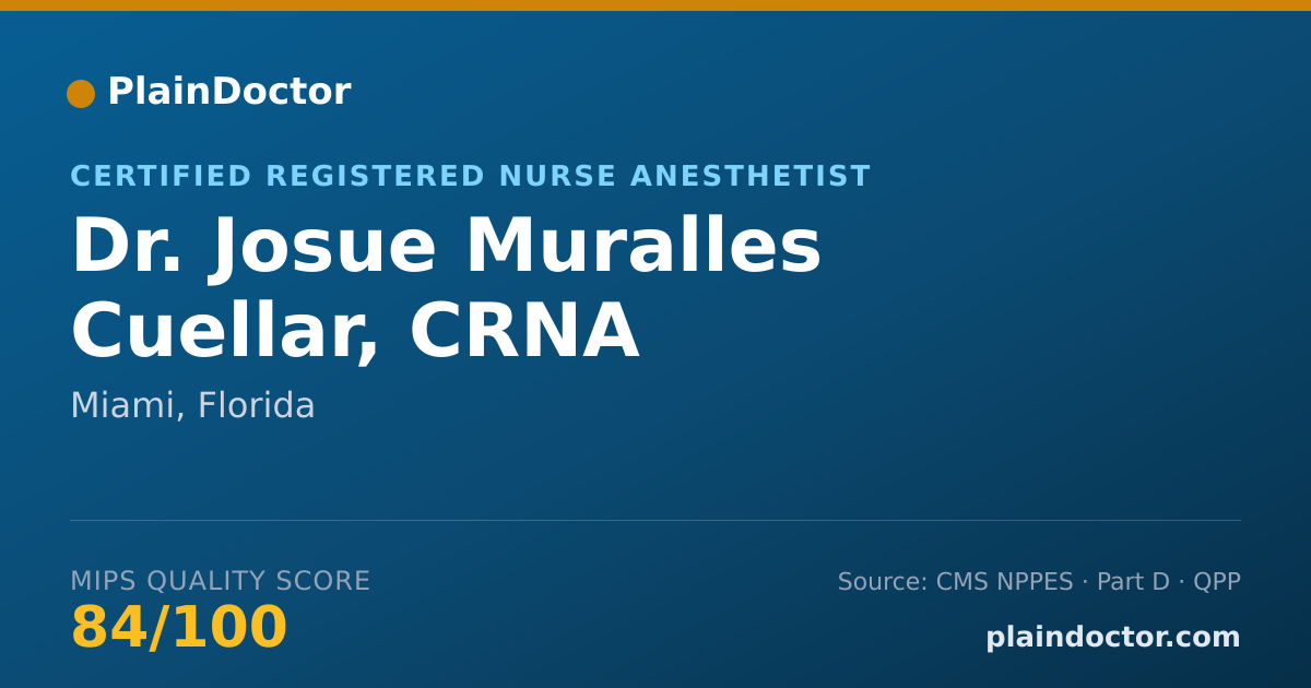 Shareable card for Josue Muralles Cuellar, CRNA - Certified Registered Nurse Anesthetist, Miami, FL