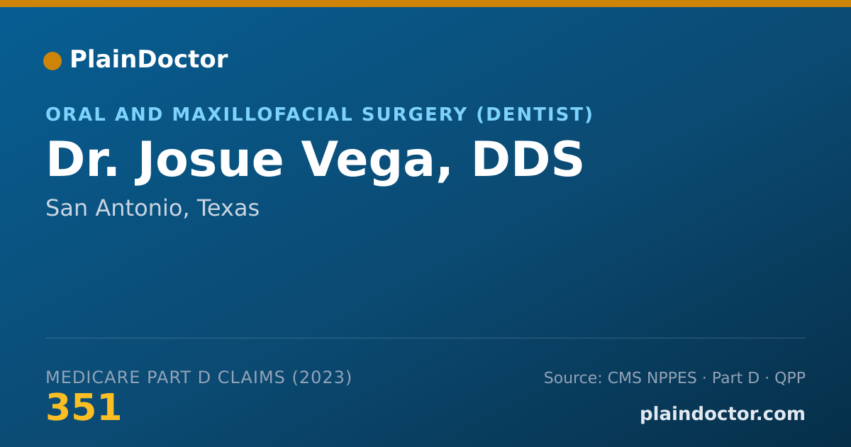 Shareable card for Josue Vega, DDS - Oral and Maxillofacial Surgery (Dentist), San Antonio, TX