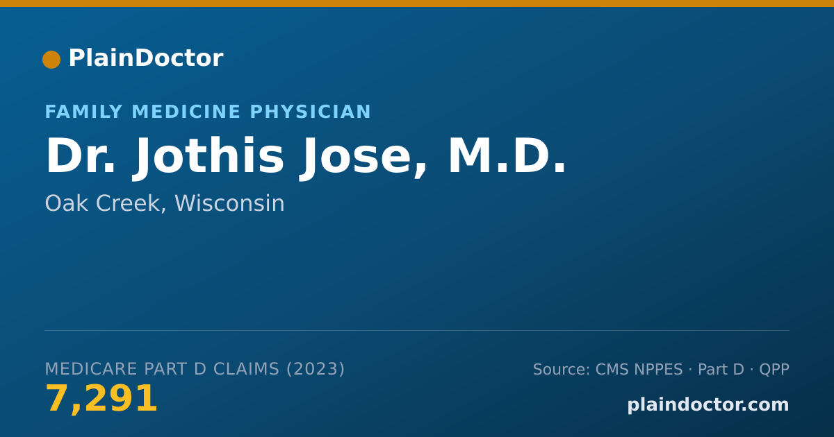 Shareable card for Jothis Jose, M.D. - Family Medicine Physician, Oak Creek, WI