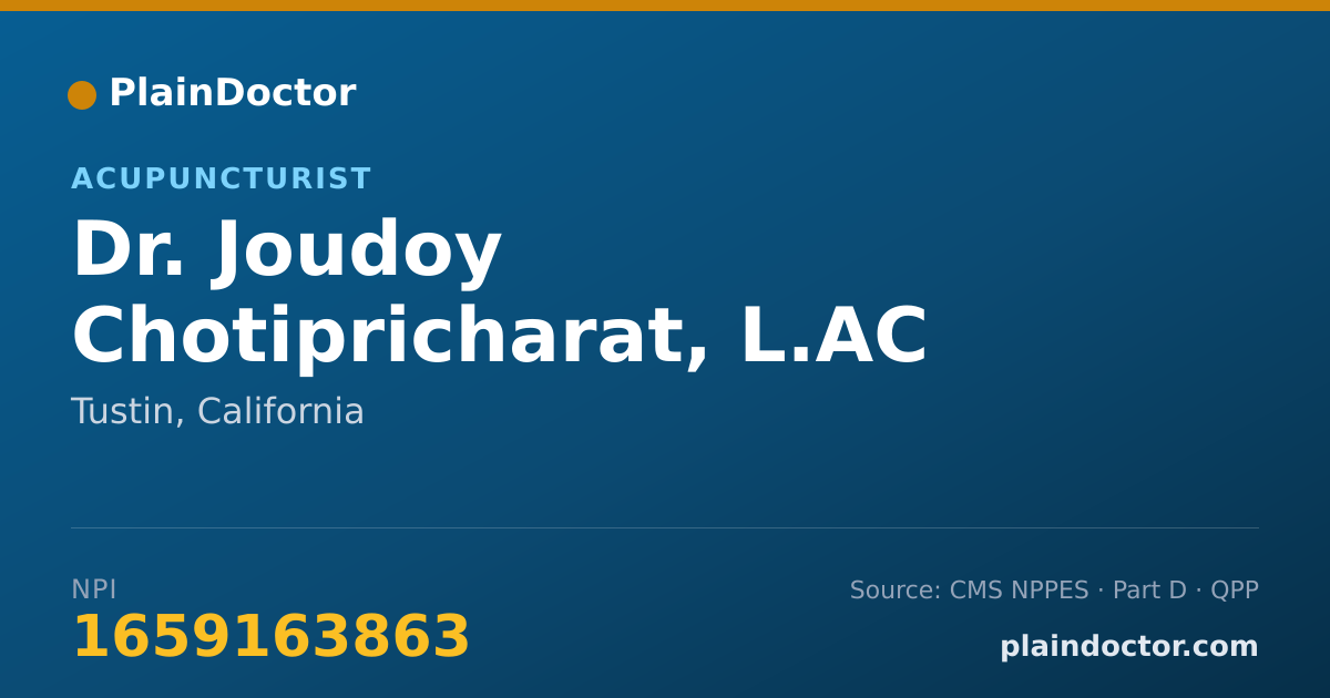 Shareable card for Joudoy Chotipricharat, L.AC - Acupuncturist, Tustin, CA