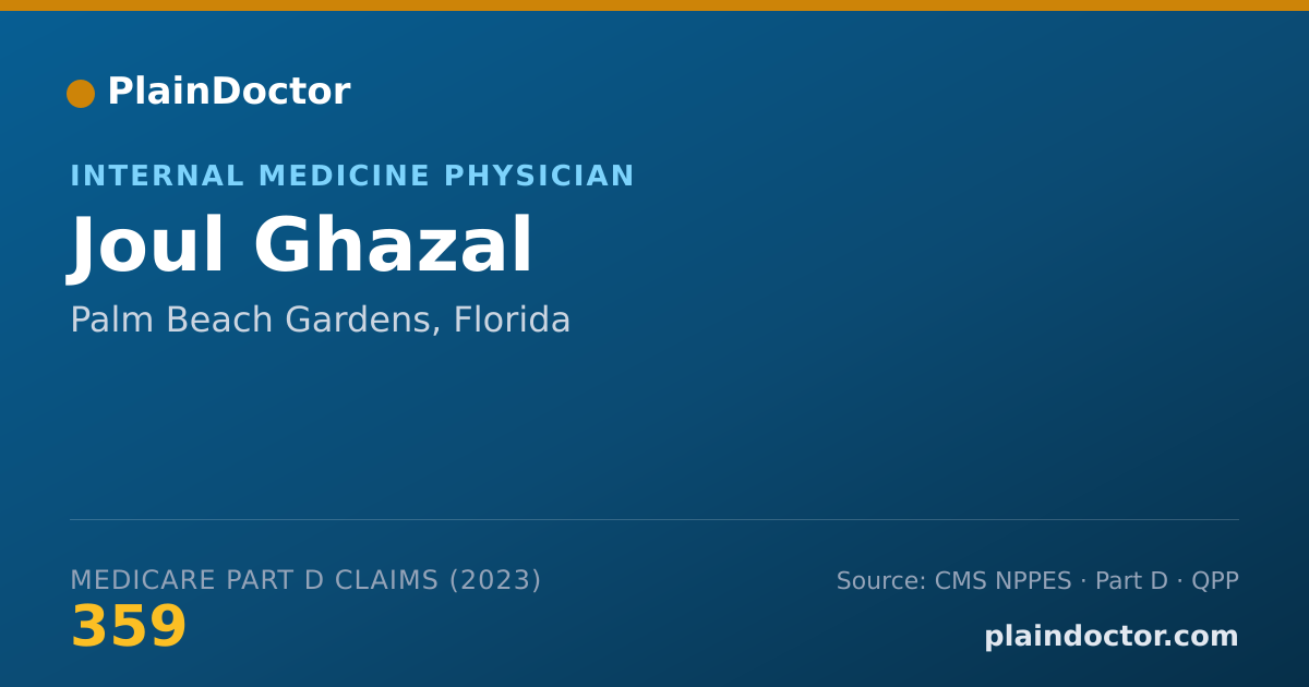 Shareable card for Joul Ghazal - Internal Medicine Physician, Palm Beach Gardens, FL