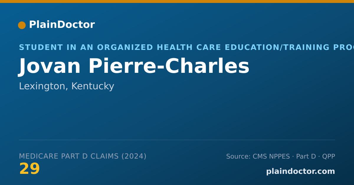 Shareable card for Jovan Pierre-Charles - Student in an Organized Health Care Education/Training Program, Lexington, KY