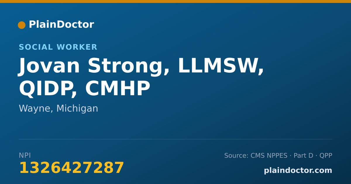 Shareable card for Jovan Strong, LLMSW, QIDP, CMHP - Case Manager/Care Coordinator, Wayne, MI