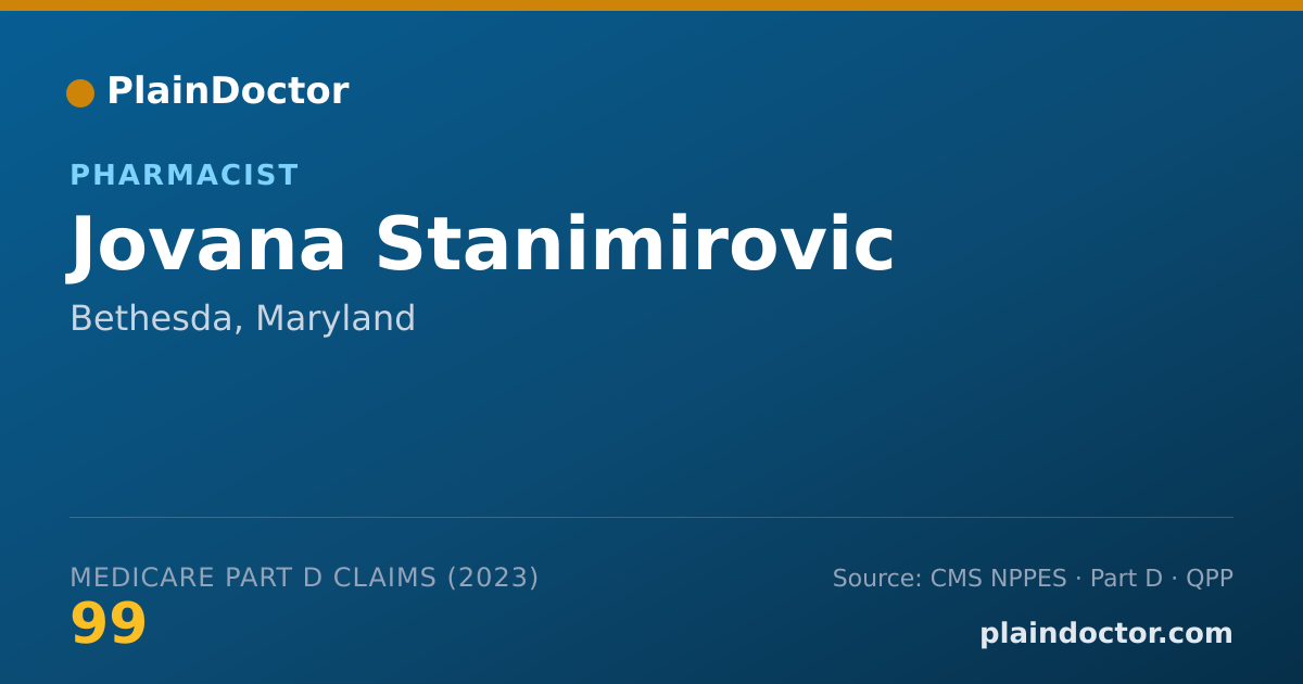 Shareable card for Jovana Stanimirovic - Pharmacist, Bethesda, MD
