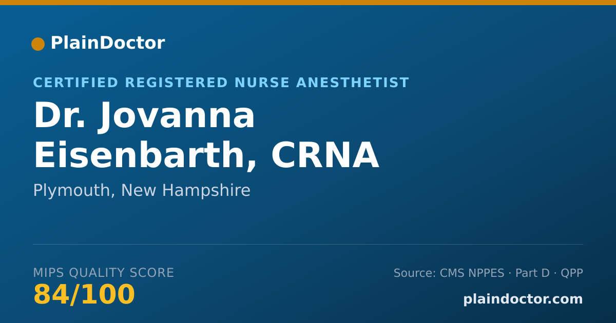 Shareable card for Jovanna Eisenbarth, CRNA - Certified Registered Nurse Anesthetist, Plymouth, NH