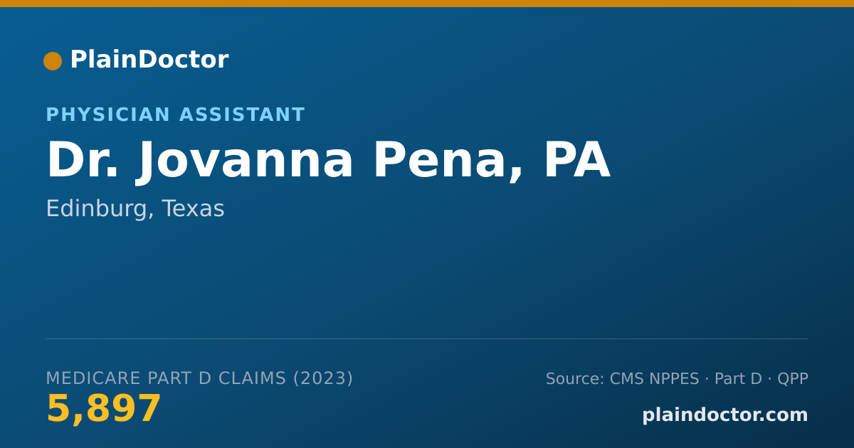Shareable card for Jovanna Pena, PA - Physician Assistant, Edinburg, TX