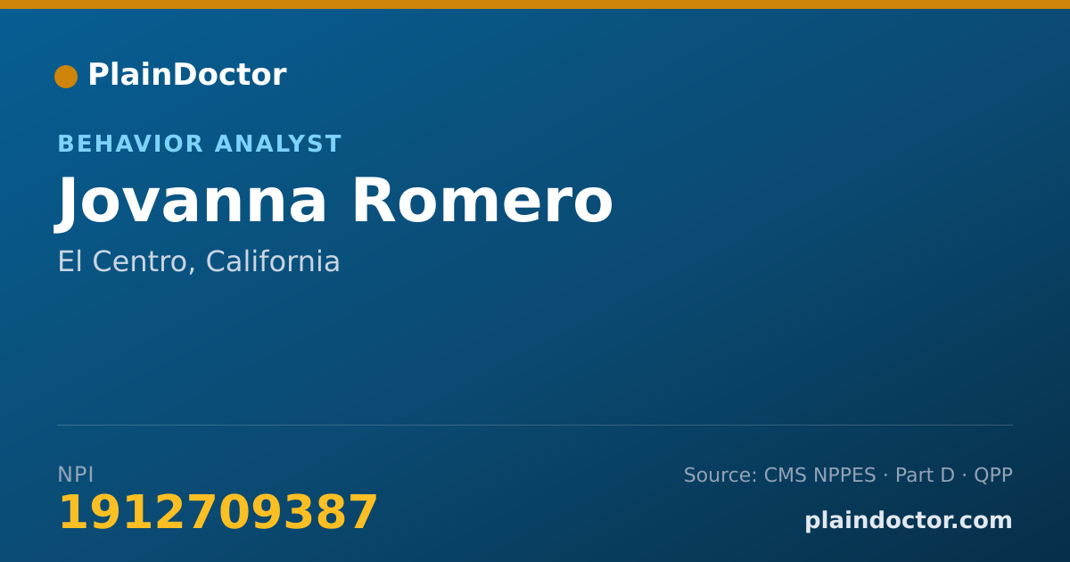 Shareable card for Jovanna Romero - Behavior Analyst, El Centro, CA