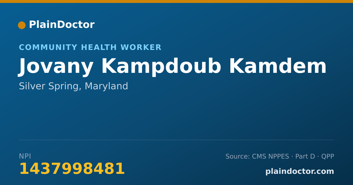 Shareable card for Jovany Kampdoub Kamdem - Community Health Worker, Silver Spring, MD