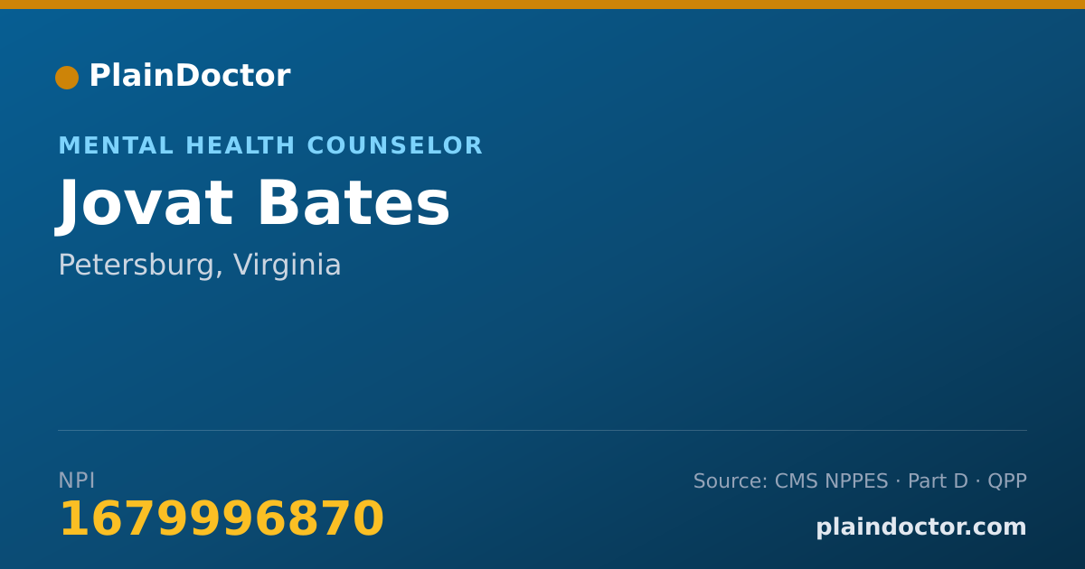 Shareable card for Jovat Bates - Mental Health Counselor, Petersburg, VA