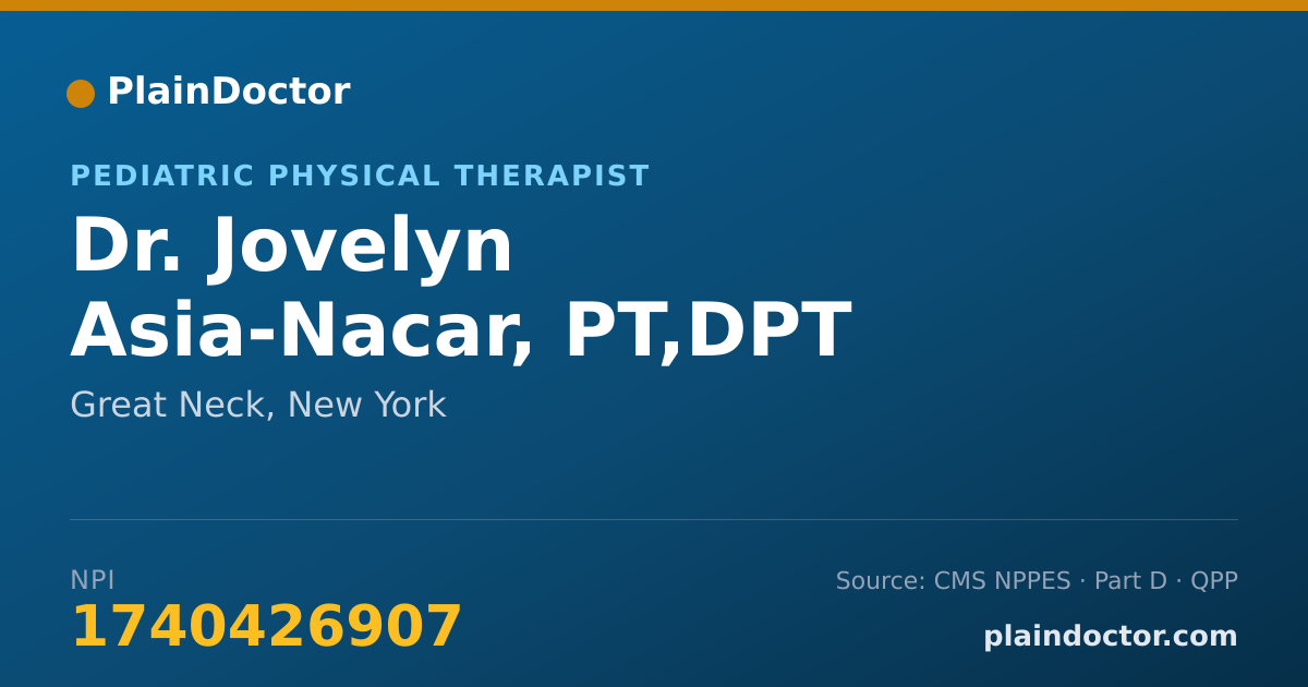 Shareable card for Jovelyn Asia-Nacar, PT,DPT - Pediatric Physical Therapist, Great Neck, NY