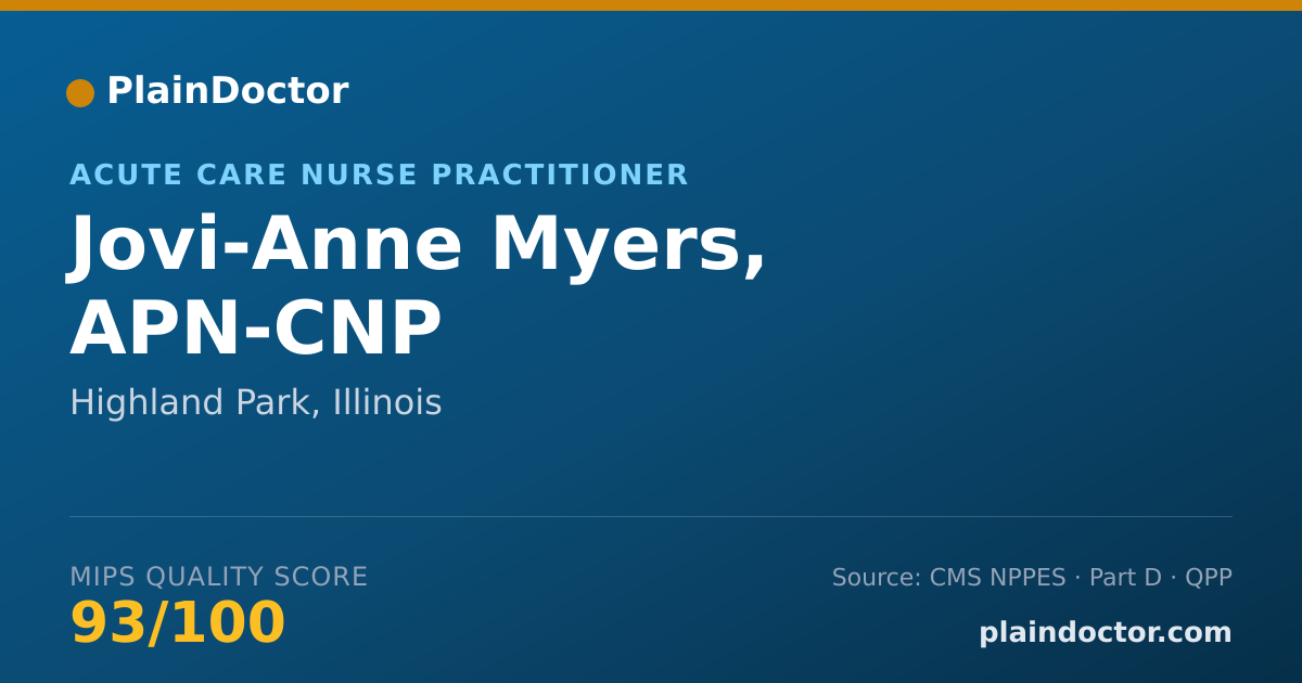 Shareable card for Jovi-Anne Myers, APN-CNP - Acute Care Nurse Practitioner, Highland Park, IL