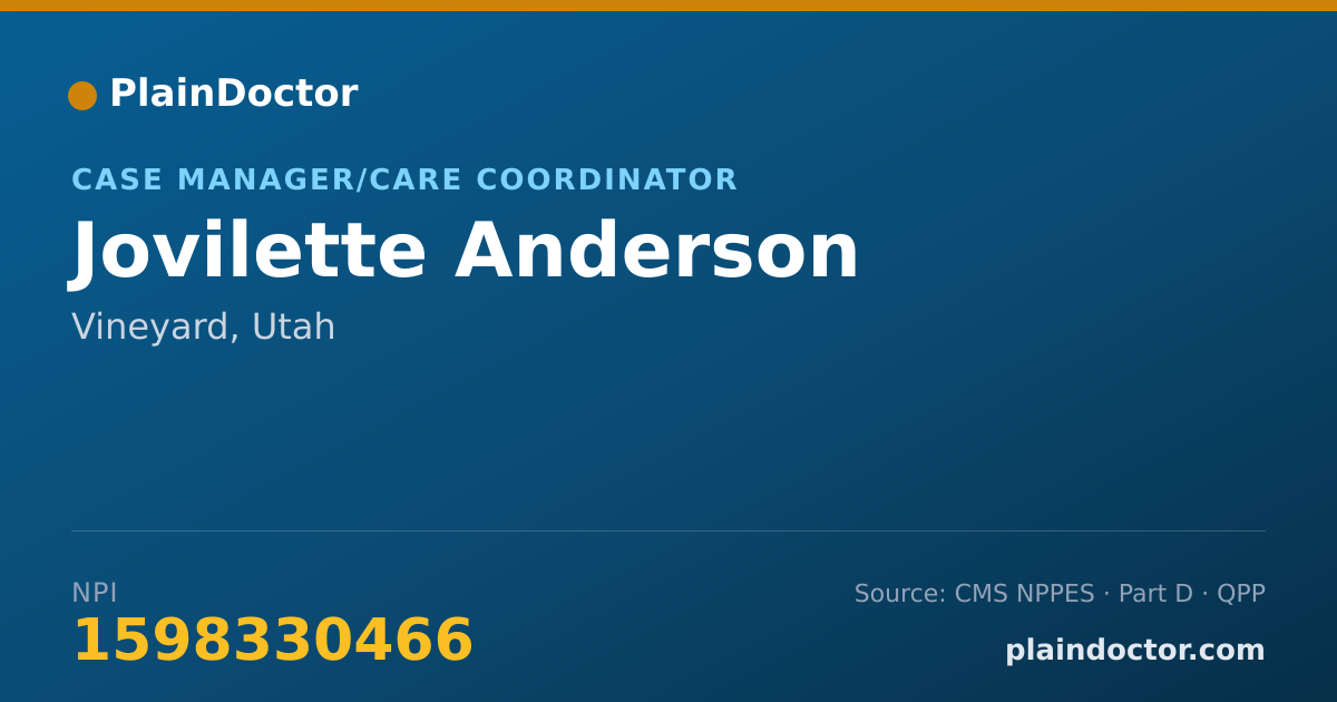 Shareable card for Jovilette Anderson - Case Manager/Care Coordinator, Vineyard, UT