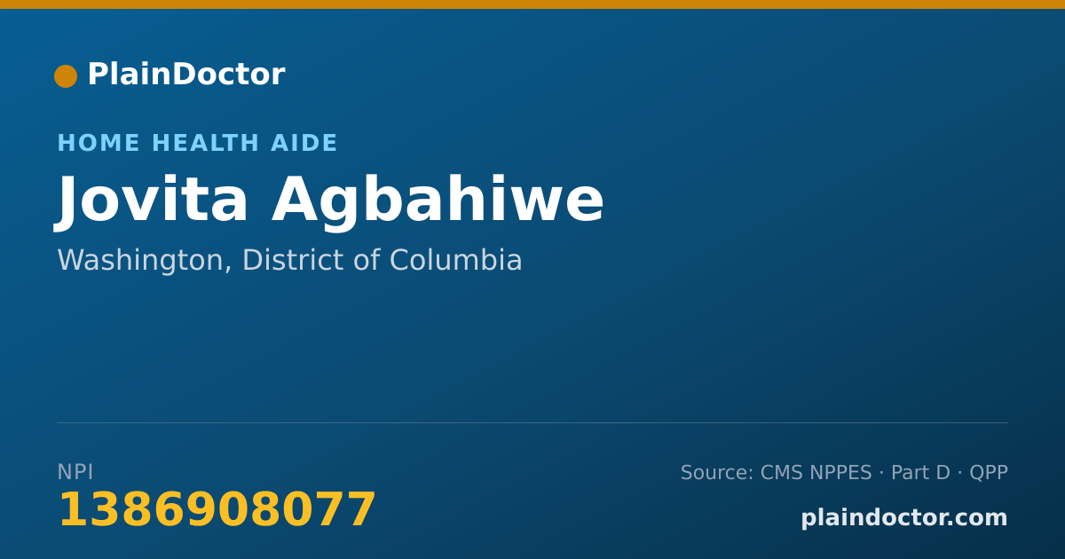 Shareable card for Jovita Agbahiwe - Home Health Aide, Washington, DC