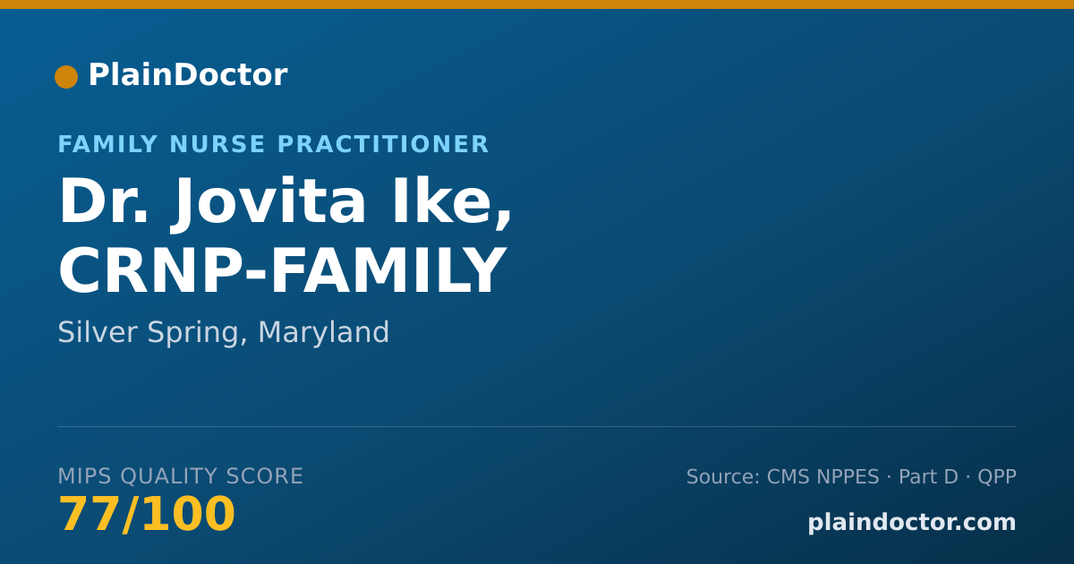 Shareable card for Jovita Ike, CRNP-FAMILY - Family Nurse Practitioner, Silver Spring, MD