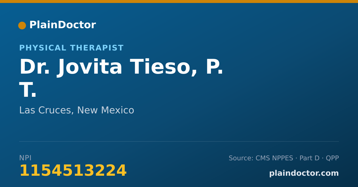 Shareable card for Jovita Tieso, P. T. - Physical Therapist, Las Cruces, NM