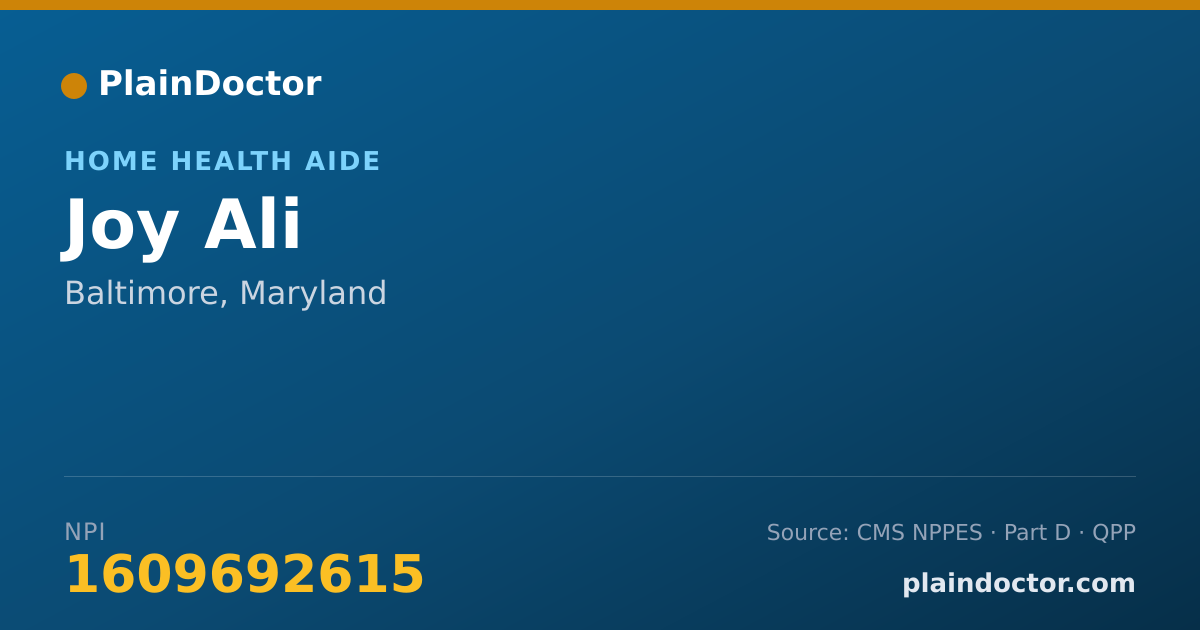 Shareable card for Joy Ali - Home Health Aide, Baltimore, MD