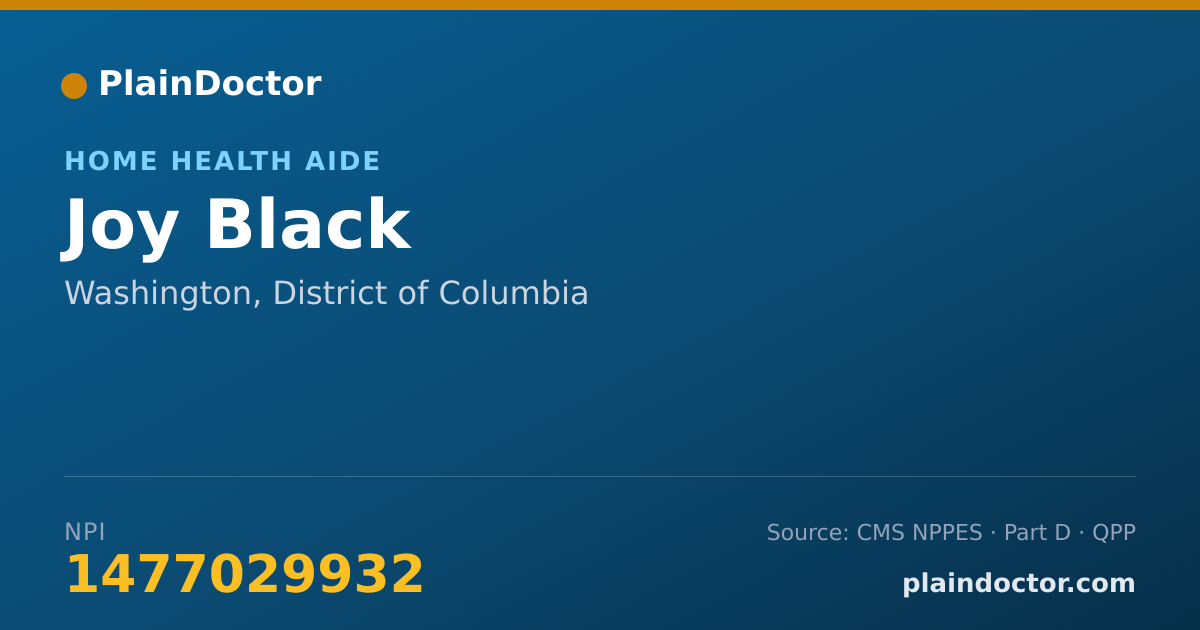Shareable card for Joy Black - Home Health Aide, Washington, DC