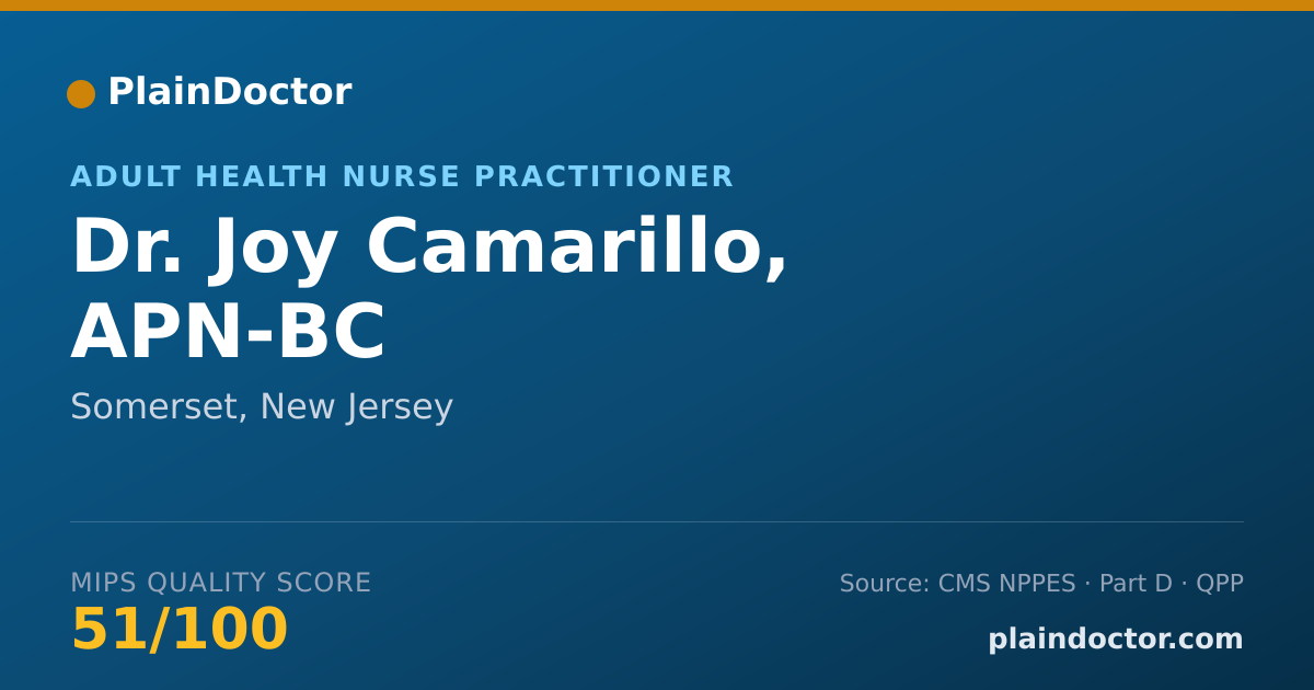 Shareable card for Joy Camarillo, APN-BC - Adult Health Nurse Practitioner, Somerset, NJ