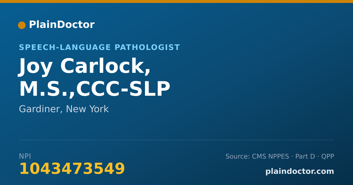 Shareable card for Joy Carlock, M.S.,CCC-SLP - Speech-Language Pathologist, Gardiner, NY