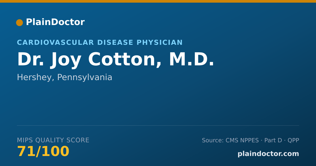 Shareable card for Joy Cotton, M.D. - Cardiovascular Disease Physician, Hershey, PA