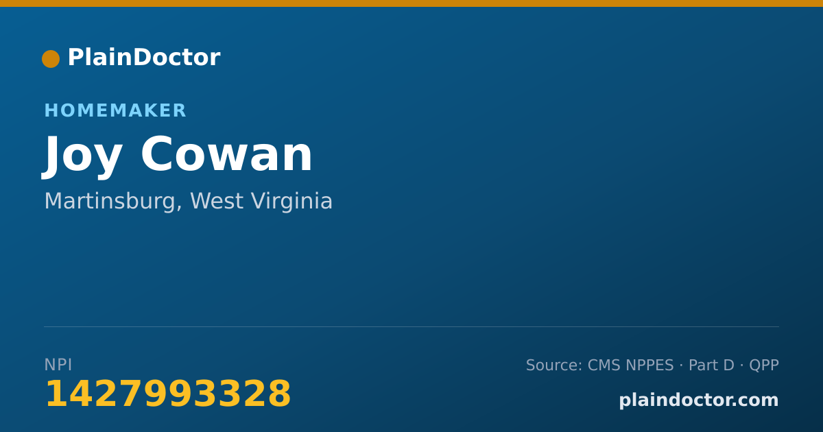 Shareable card for Joy Cowan - Homemaker, Martinsburg, WV