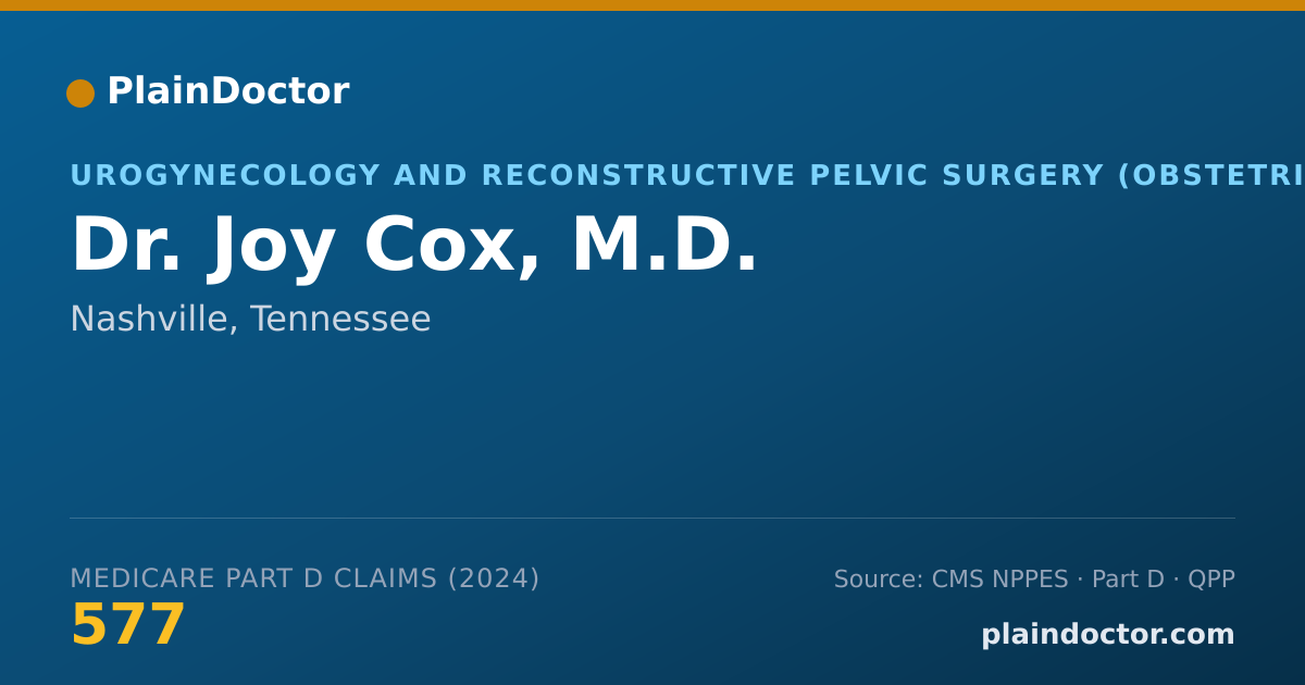 Shareable card for Joy Cox, M.D. - Urogynecology and Reconstructive Pelvic Surgery (Obstetrics & Gynecology) Physician, Nashville, TN
