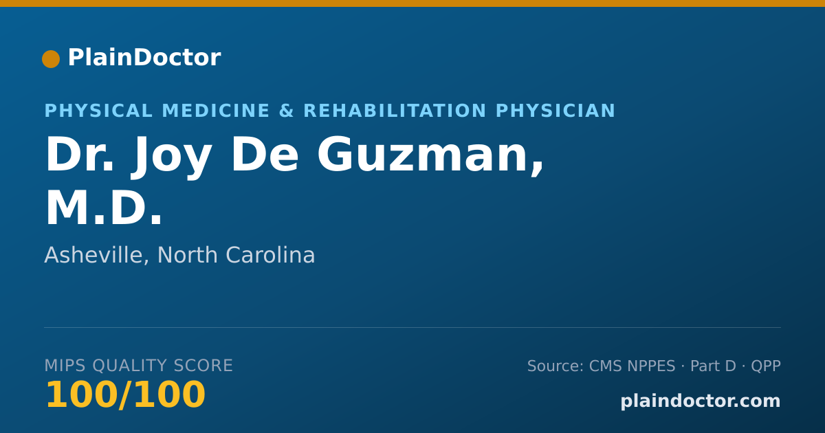 Shareable card for Joy De Guzman, M.D. - Physical Medicine & Rehabilitation Physician, Asheville, NC