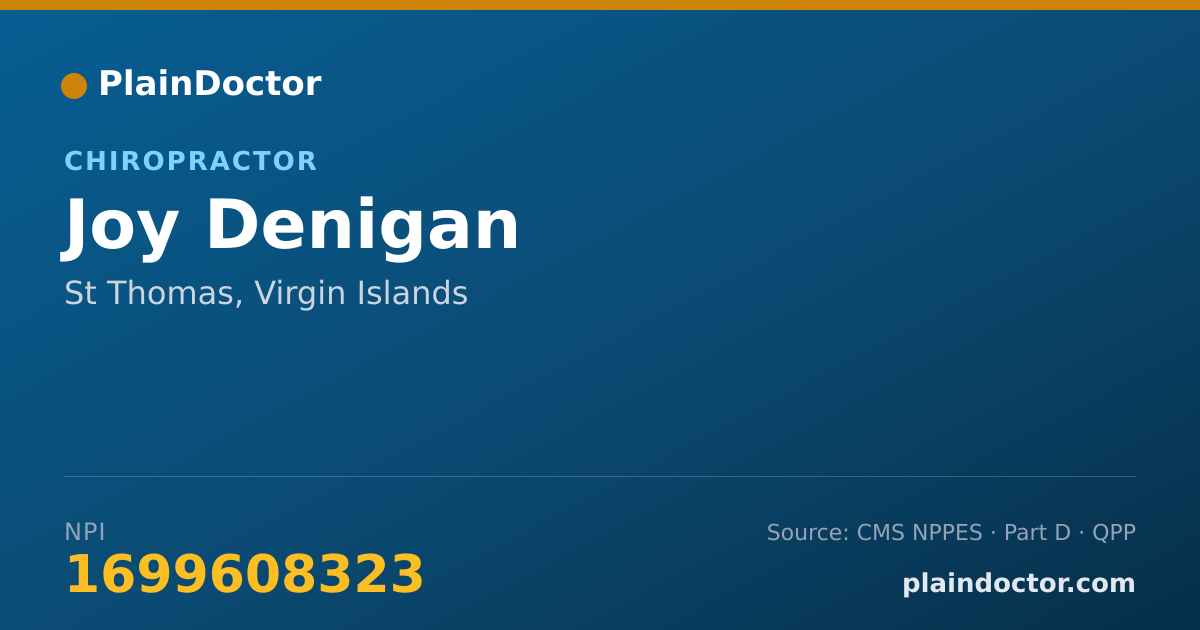 Shareable card for Joy Denigan - Chiropractor, St Thomas, VI