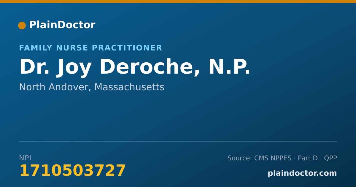 Shareable card for Joy Deroche, N.P. - Family Nurse Practitioner, North Andover, MA