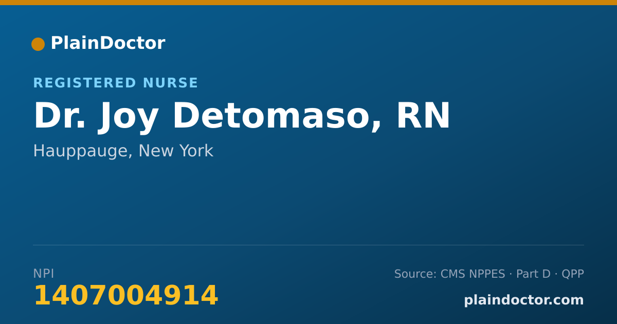 Shareable card for Joy Detomaso, RN - Registered Nurse, Hauppauge, NY
