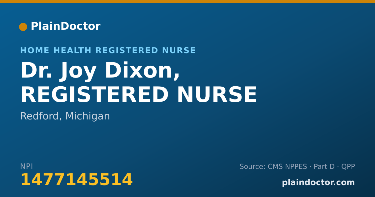 Shareable card for Joy Dixon, REGISTERED NURSE - Home Health Registered Nurse, Redford, MI