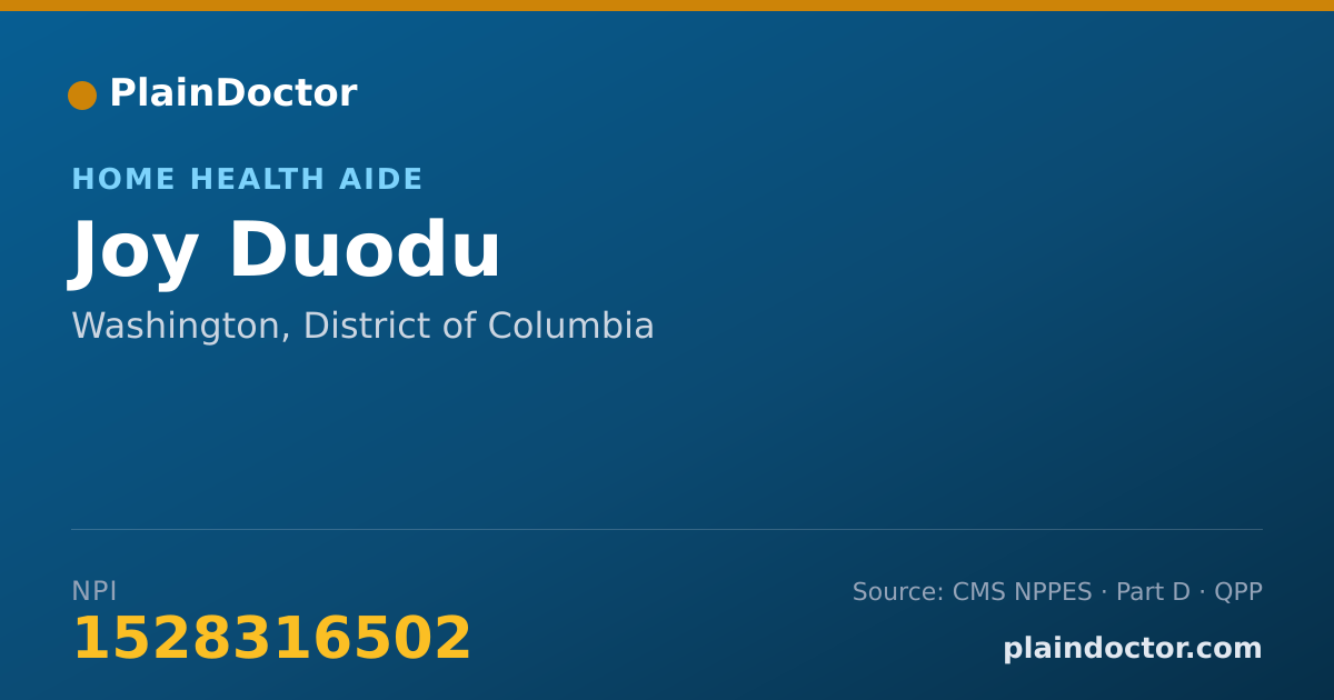 Shareable card for Joy Duodu - Home Health Aide, Washington, DC