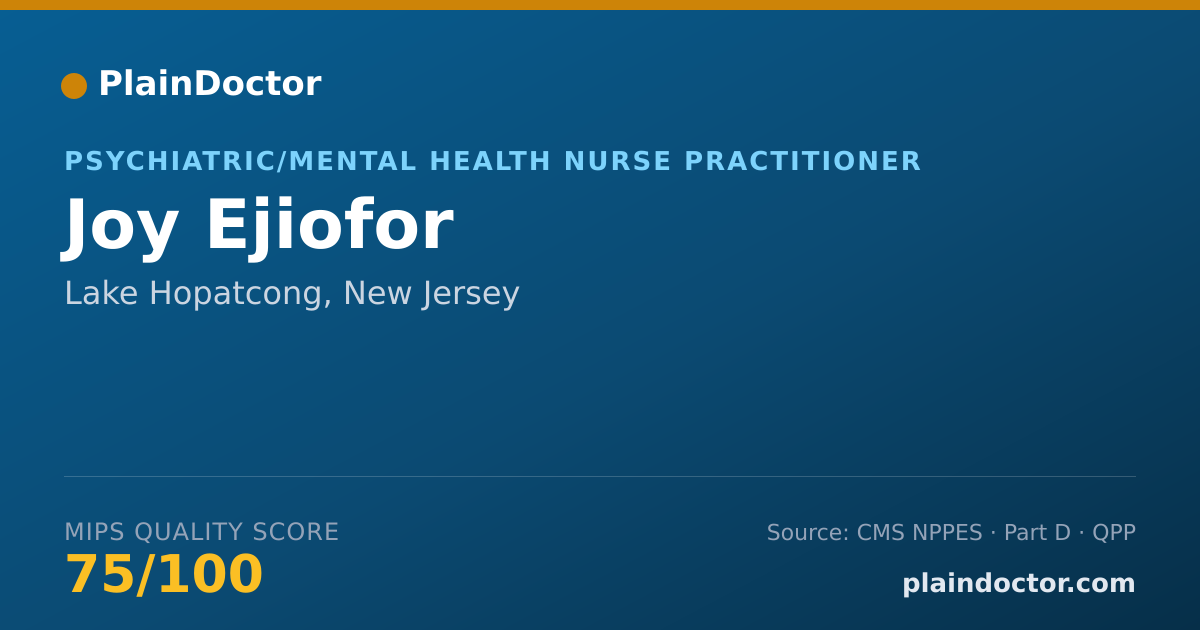 Shareable card for Joy Ejiofor - Psychiatric/Mental Health Nurse Practitioner, Lake Hopatcong, NJ
