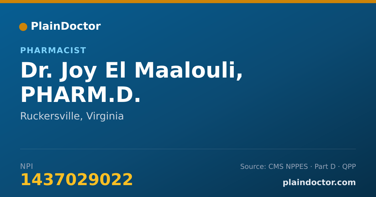 Shareable card for Joy El Maalouli, PHARM.D. - Pharmacist, Ruckersville, VA